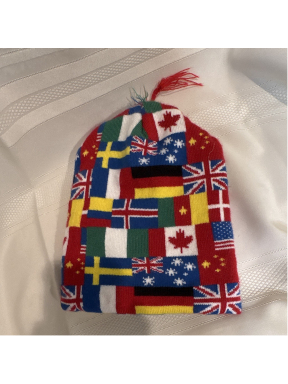 White Knight Multicolor Flag Pattern Beanie Lightweight Men's Winter Hat
